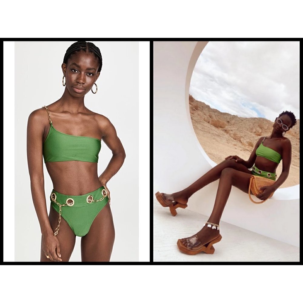 💕CULT GAIA💕 Jianna Bikini Top + Bottom Set ~ Basil Green Small S NWT